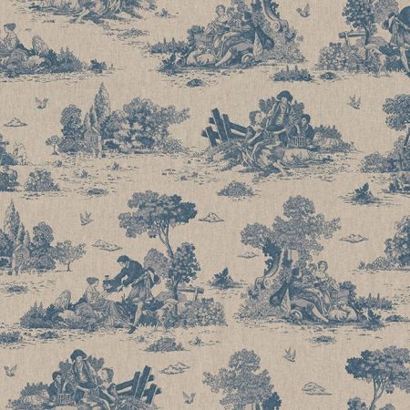 Linnenlook Printstof 401 Shepherd Petrol