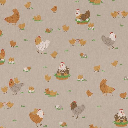Linnenlook Printstof 217 Chicken Family Nest