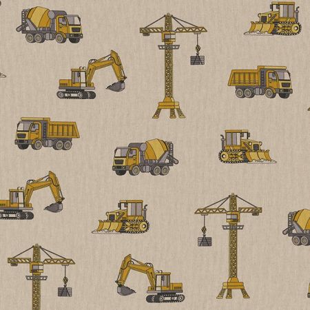 Linnenlook Printstof 421 Construction Cars