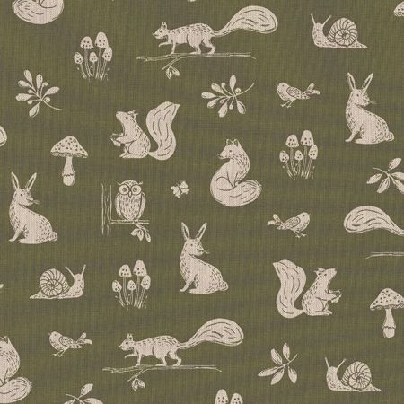 Linnenlook Printstof 427 Forest Animal Scene