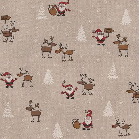 Linnenlook Kerststof 010 Santa Reindeer Sleigh