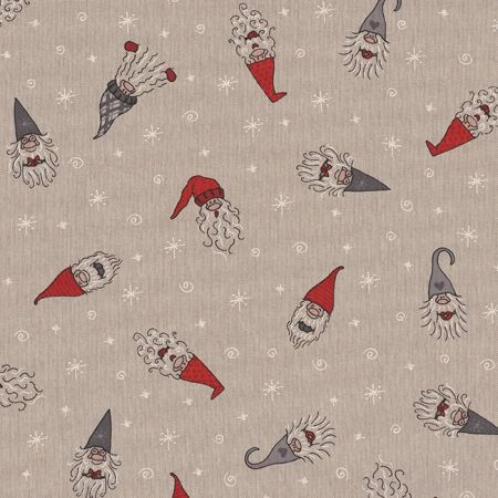 Linnenlook Kerststof 015 Tomte Happy Faces