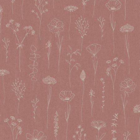 Linnenlook Printstof 446 Fragile Flower Soft Red
