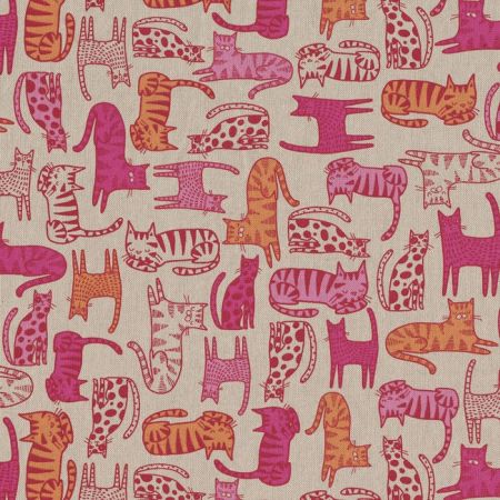 Linnenlook Printstof 444 Cat Wildlife Art