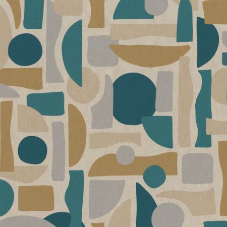 Linnenlook Printstof 443 Abstract Form Fusion