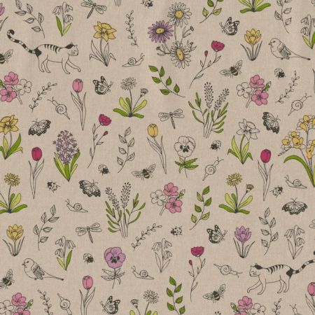 Linnenlook Printstof 436 Spring Doodle Time