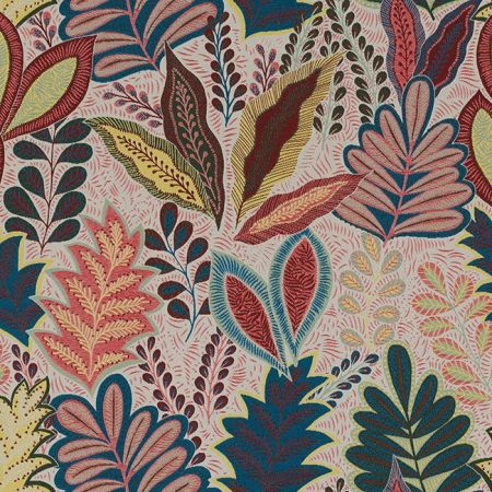Jacquardstof Leaves Multicolor