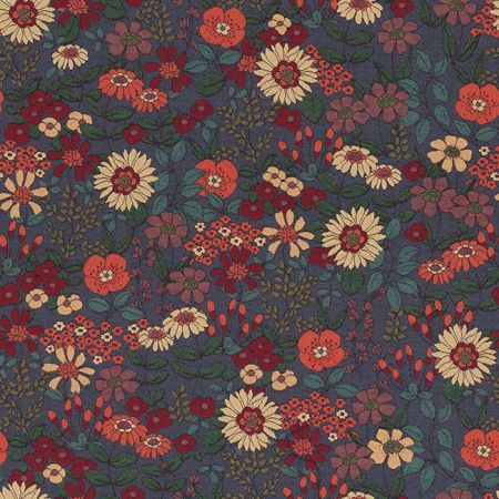 Gobelin Gebloemd 042 Gobelin Floral Sixties Blue stof met bloemen