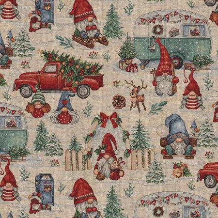 Gobelin Kerststof 005 Tomte Jolly Holiday