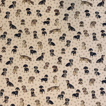 Gobelin 249 stof met honden stof met teckels