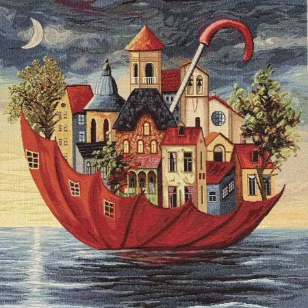 Gobelin Kussenpanel Umbrella Town House