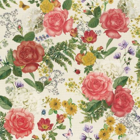 Digitale Dralonprint 10 stof met bloemen en insecten