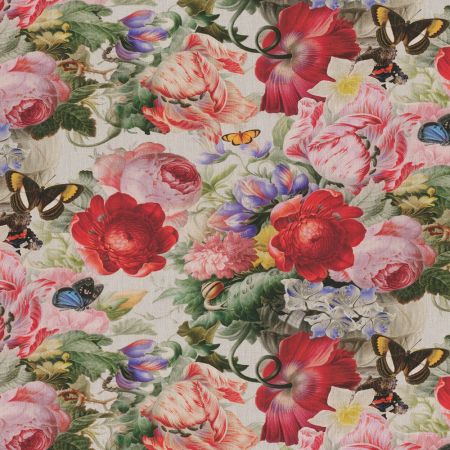 Digitale Dralonprint 03 stof met bloemen en vlinders