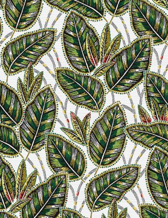 jacquardstof Eldorado blanc vert