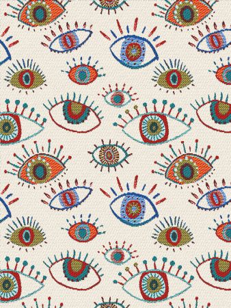 jacquardstof Eyes Allover White