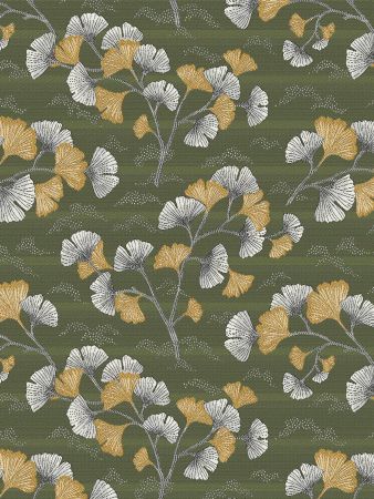 GINKGO Kaki stof met ginkgo