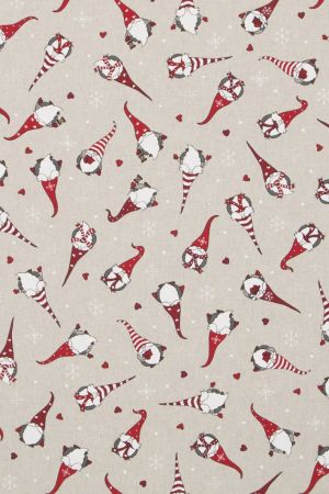 Linnenlook Kerststof 018 Santa Tomte Allover