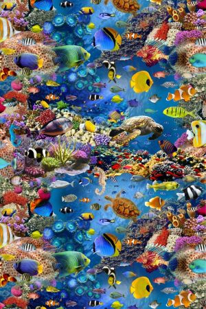 Digitale Printstof 127 Happy Aquarium