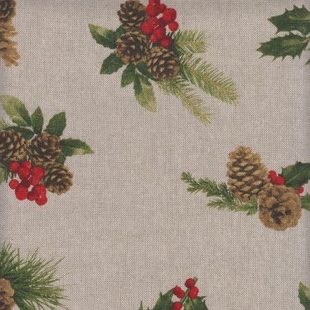 Linnenlook Kerststof 026 Holly Pine Cone