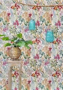 chenille gobelin stof met bloemen