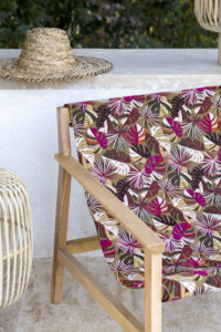 jacquardstof Monstera Ecru Or