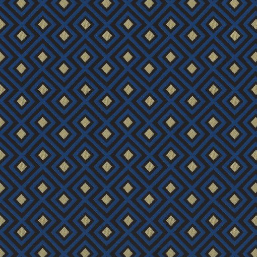 jacquardstof Linked Cobalt gordijnstof meubelstof decoratiestof stof met kubussen 1-201531-1016-465