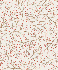 gordijnstof decorstiestof print stof Takje Rode Besjes stof met rode besjes 1.102530.1183.325