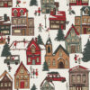 gordijnstof decorstiestof tafelkleed Winterdorp stof met huisjes in de winter 1.102530.1187.120