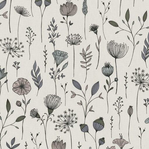 printstof Hand Drawn Flowers stof met veldbloemen gordijnstof decoratiestof 1.102530.1194.505