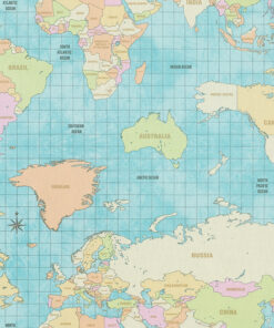 printstof World Map Vintage stof met wereldkaart gordijnstof decoratiestof 1.102530.1210.655