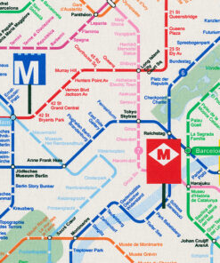 printstof Subway stof met metrolijnen gordijnstof decoratiestof 1.102530.1212.655