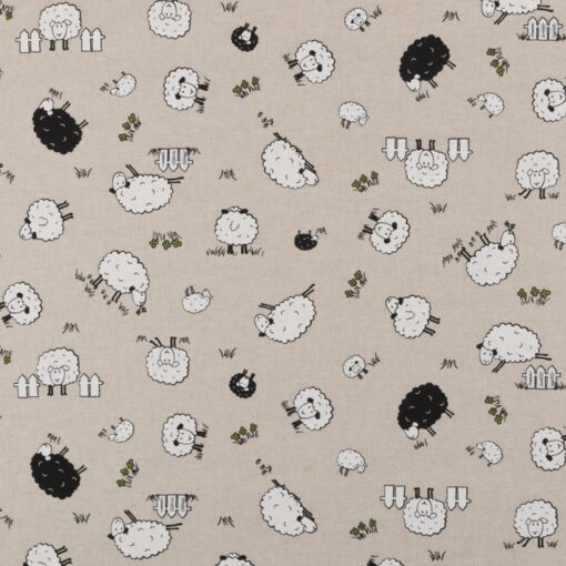 linnenlook Happy Sheep stof met schaapjes decoratiestof 1.104530.1317.650