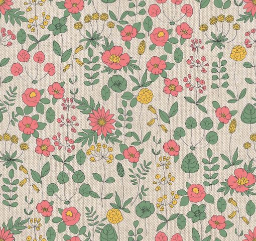 linnenlook Wildflowers stof met bloemen bloemenstof printstof gordijnstof decoratiestof 1.104530.1892.525