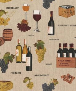 Linnenlook Wine Lover printstof stof met wijnen 1.104530.2018.345