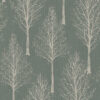 linnenlook Tree Silhouette Soft Green stof met herfstboom gordijnstof decoratiestof 1.104530.2100.505