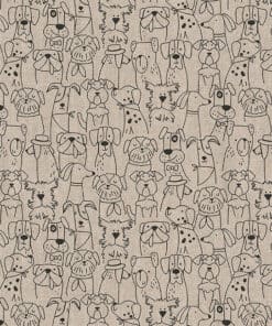 linnenlook dog Cartoon Line stof met hondjes gordijnstof decoratiestof 1.104530.2109.630