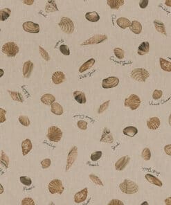 Linnenlook Sea Shell Path stof met schelpen gordijnstof decoratiestof meubelstof 1.104530.2134.140