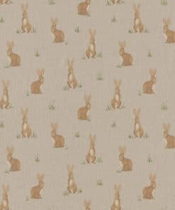 Linnenlook Aquarel Woodland Rabbit stof met haasjes gordijnstof decoratiestof Paasstof 1.104530.2142.140