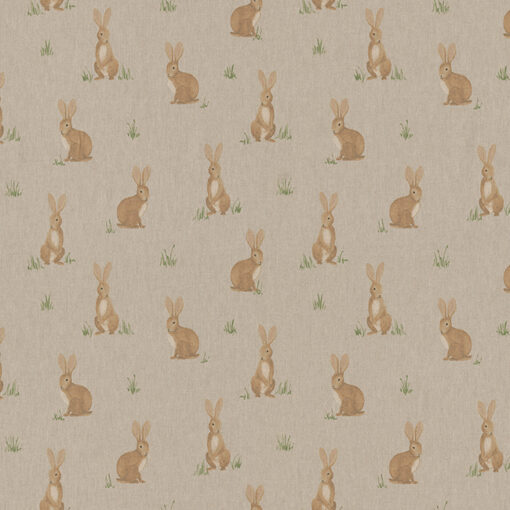 Linnenlook Aquarel Woodland Rabbit stof met haasjes gordijnstof decoratiestof Paasstof 1.104530.2142.140