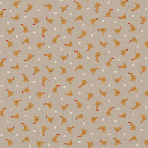 Linnenlook Little Happy Chicken stof met kippetjes kippenstof gordijnstof decoratiestof Paasstof 1.104530.2144.275
