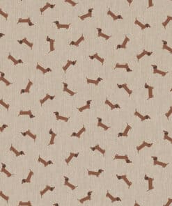 linnenlook Little Dachshun Dog Atelier stof met teckels gordijnstof decoratiestof 1.104530.2150.180