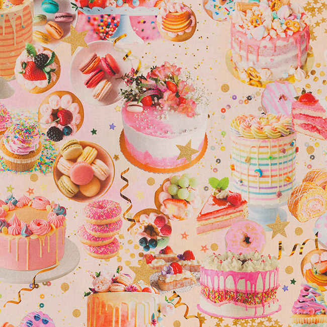 stof cake party stof met taartjes decoratiestof gordijnstof meubelstof 1.151030.1401.655