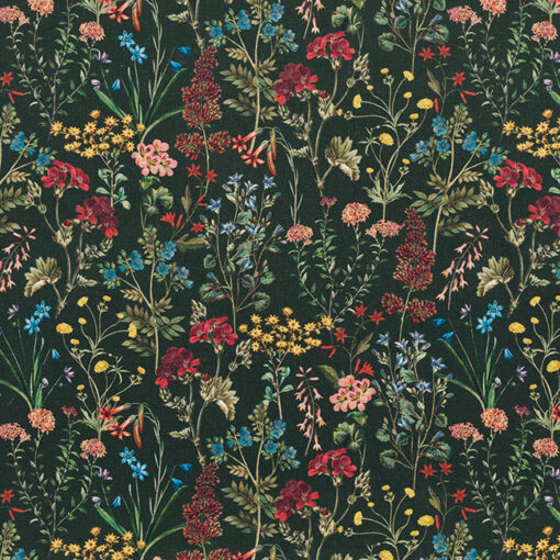 Flowerfield Dark stof met veldbloemen katoenen stof digitale printstof decoratiestof gordijnstof 1.151030.1427.545
