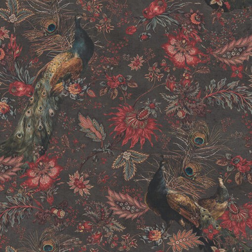 katoenen stof met pauwen Peacock Indian Rose gordijnstof decoratiestof 1.151030.1445.655