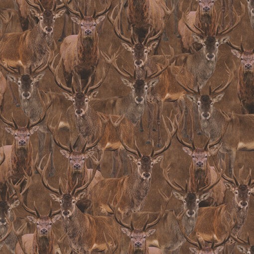katoenen stof met herten Deer Family gordijnstof decoratiestof 1.151030.1458.180