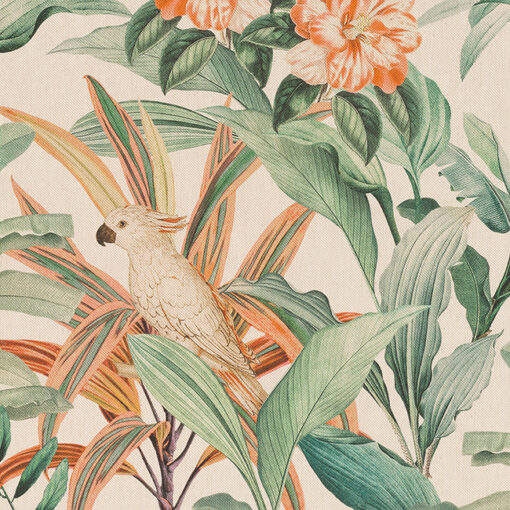 Botanic Palm Jungle katoenen stof met papegaaien decoratiestof gordijnstof 1.151530.1034.505