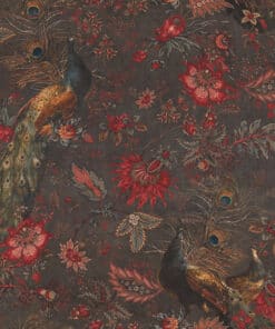 Peacock Indian Rose stof met pauwen velvet printstof gordijnstof meubelstof decoratiestof 1.152540.1083.655