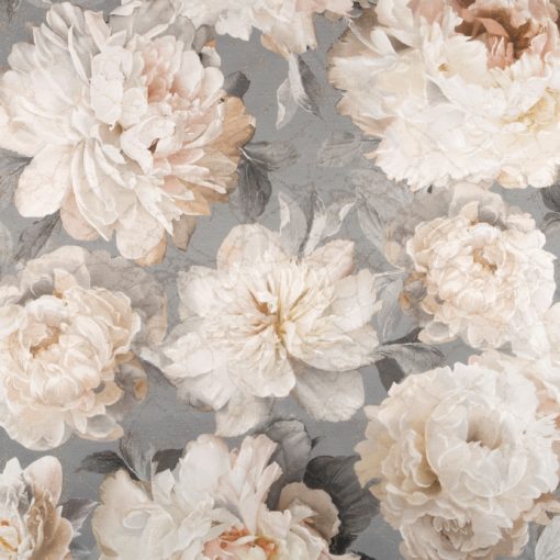 Flowerblush Grey decoratiestof gordijnstof meubelstof jacquardstof met pioenrozen 1.153033.1013.575