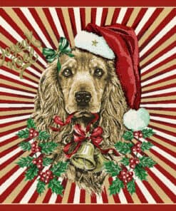 stofpanelen Cocker Rouge jacquardstof Kerst hond