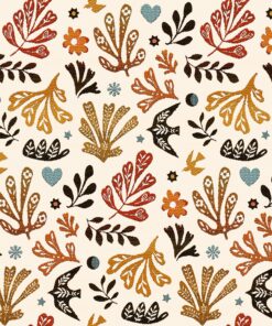 jacquardstof Figueras Blanc stof met bladeren en vogels decoratiestof meubelstof